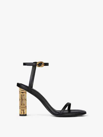 Givenchy G Cube Heeled Sandals In Leather In Black