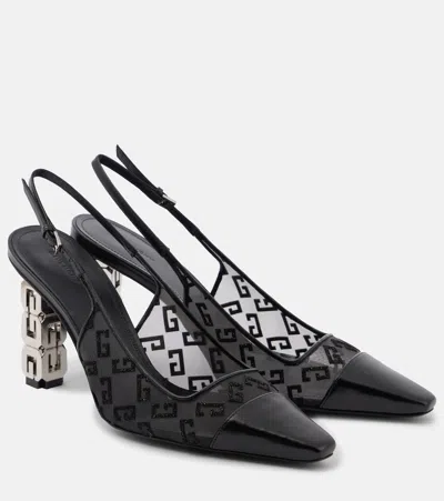 Givenchy G Cube Leather-trimmed Mesh Slingback Pumps In Black