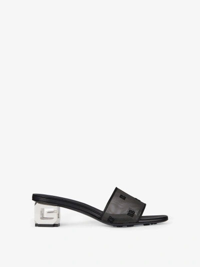 GIVENCHY G CUBE HEELED MULES IN 4G TRANSPARENT MESH
