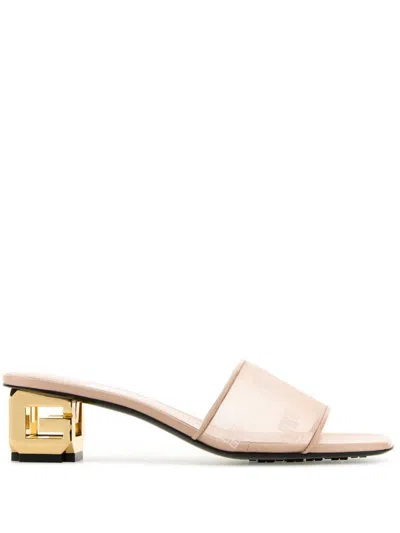 Givenchy Mesh G Cube Mules With Gold-tone Heel In Pink