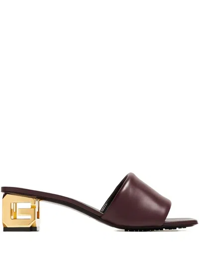 Givenchy Calfskin G Cube-heel Mule Sandals In Oxbloodred