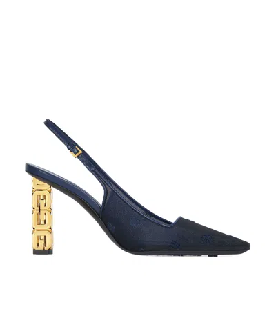 Givenchy G Cube Slingbacks In 4g Mesh In Navy