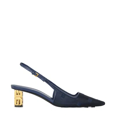 Givenchy G Cube Slingbacks In 4g Mesh In Navy
