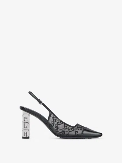 Givenchy G Cube Slingbacks In Monogram 72 Mesh With Lurex In Black