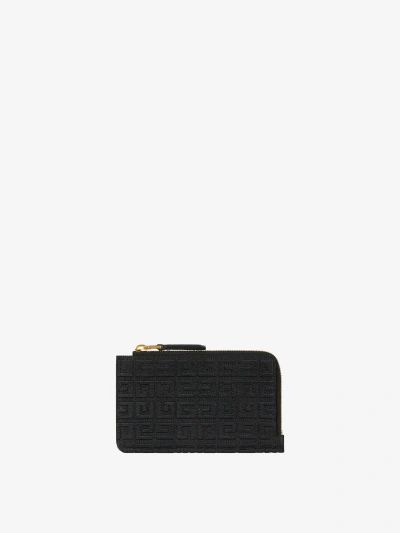 Givenchy G-cut Zipped Card Holder In 4g Embroidered Canvas In Black