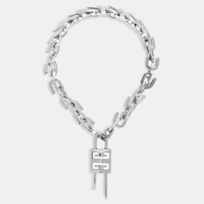Pre-owned Givenchy - G Link Lock Silver Tone Necklace