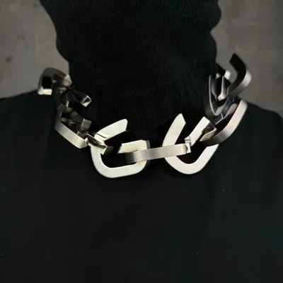 Pre-owned Givenchy G Link Massive Silver Choker Necklace Super