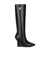 Givenchy G-lock Leather Wedge Knee-high Boots In Black