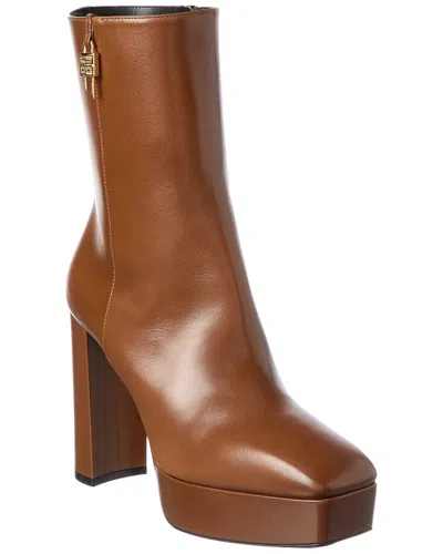 Givenchy G Lock Leather Platform Bootie In Brown