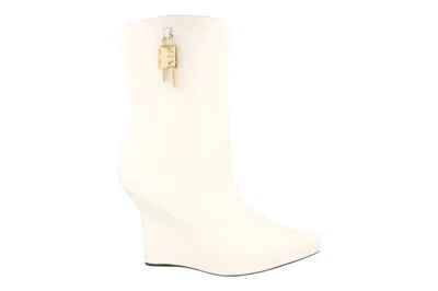 Pre-owned Givenchy G-lock Leather Wedge Boots Ivory (women's)