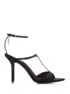 Givenchy Embossed Leather Heel Sandals In Black