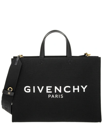 Givenchy G Medium Canvas & Leather Tote In Black