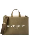 Givenchy G Medium Canvas & Leather Tote In Green