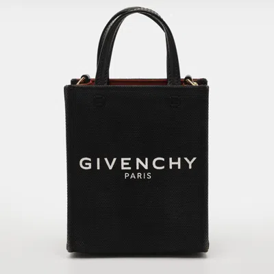 Pre-owned Givenchy G Mini Black Canvas And Leather Vertical Tote