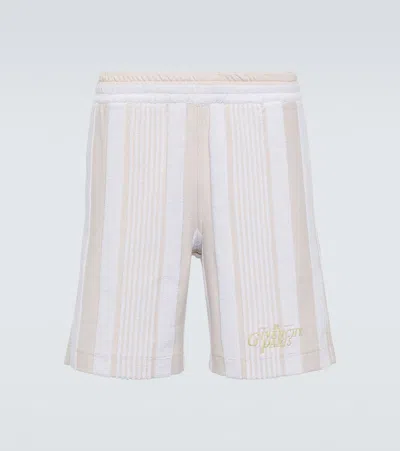 Givenchy G Plage Striped Cotton-blend Terry Bermuda Shorts In Neutrals