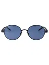 Givenchy Logo-engraved Round-frame Glasses In 91v Matte Blue / Blue