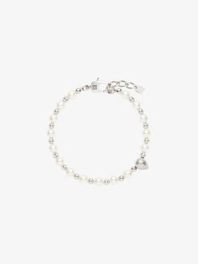 Givenchy G Stud Bracelet In Metal With Pearls In Metallic