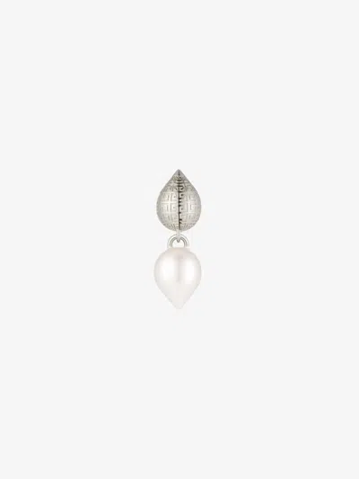 Givenchy G Stud Earring In Metal With Pearl In Metallic