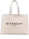 GIVENCHY LOGO-PRINT CANVAS TOTE HANDBAG IN BEIGE AND BLACK FOR WOMEN