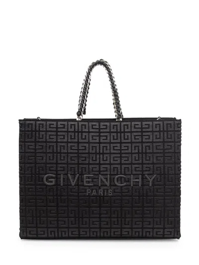 Givenchy 4g Embroidered Medium Shopping Bag In Black