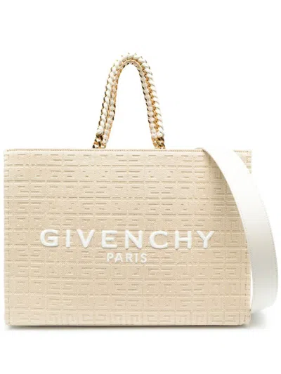 Givenchy G-tote Medium Shopping Bag In 4g Logo Canvas With Chain Handles In Multicolor