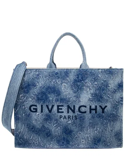 Givenchy G-tote Medium Leather-trim Tote In Blue