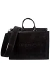 Givenchy G-tote Medium Suede & Croc-embossed Leather Tote In Black