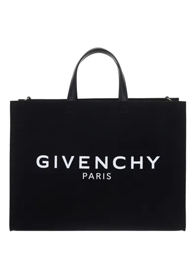Givenchy Women's Small G Tote Shopping Bag In Canvas In Black