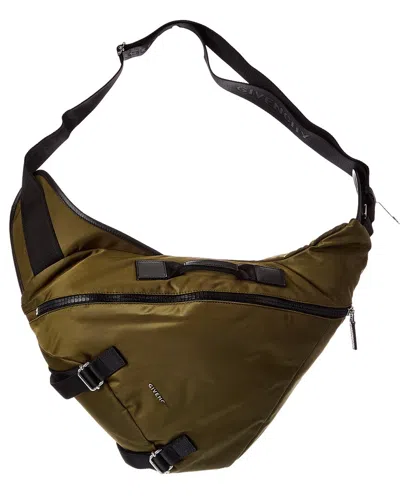 Givenchy G Zip Medium Triangle Canvas Sling Bag In Brown