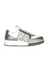 Givenchy Gunmetal & White G4 Laminated Leather Sneakers In White