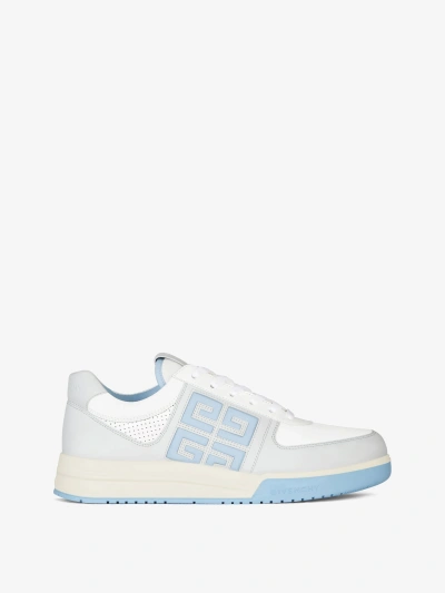 Givenchy G4 Sneakers In Leather And Perforated Leather In Grey/blue