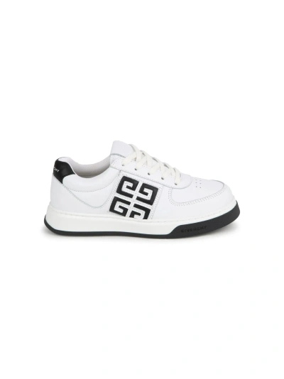 Givenchy Kids' G4 Sneakers In White And Black Leather