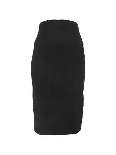 Pre-owned Givenchy Gabardine Pencil Midi Skirt In Black