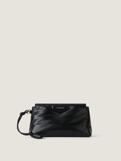 Givenchy Gathered Leather Clutch In Black