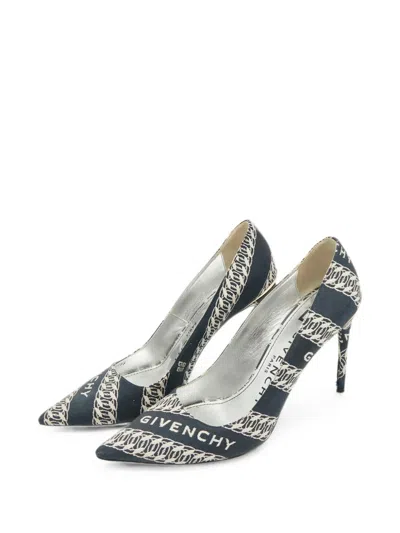 Pre-owned Givenchy G-chain Pointed-toe Heeled Pumps In Blue