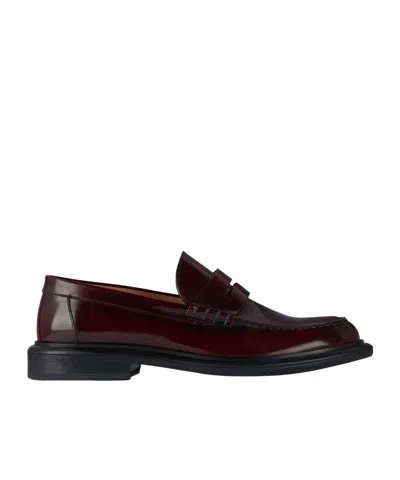 Givenchy Gent Loafers In Brushed Leather In Burgundy Red