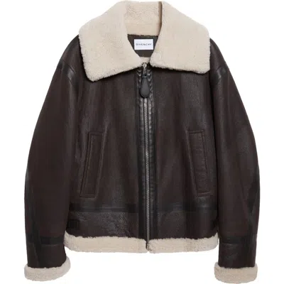 Givenchy Genuine Shearling Liner Bomber Jacket In Brown