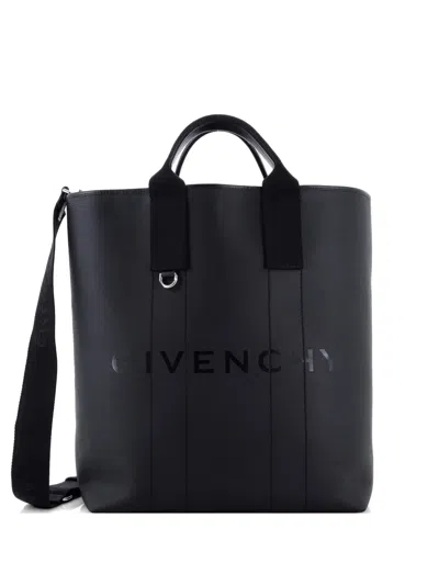 Pre-owned Givenchy G-essentials Coated Canvas Large Tote Bag In Black