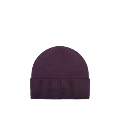 Givenchy Gi-9010407735508 Wool Ribbed Beanie In Purple