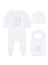 GIVENCHY GIFT SET WITH PAJAMAS, BIB AND HAT IN COTTON WITH 4G PRINT