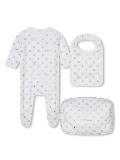 Givenchy Babies' Gift Set With Pyjamas, Bib And Trousse In 4g Cotton In White