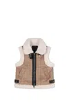 Givenchy Beige Gilet With 4g Print And Faux Shearling Profiles In Beige