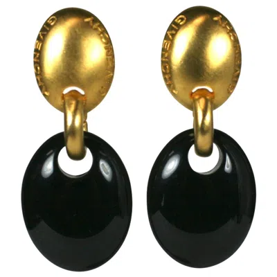 Pre-owned Givenchy Gilt And Black Modernist Earclips