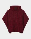 Givenchy Girl's 4g Intarsia-knit Hooded Sweater Cape In Burgundy
