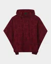 Givenchy Girl's 4g Intarsia-knit Hooded Sweater Cape In Red