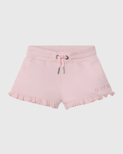 Givenchy Kids' Girl's 4g Logo-print Flounce Shorts In Marshmallow
