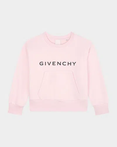 Givenchy Kids' Girl's Contrast Logo-print Sweatshirt In Pink