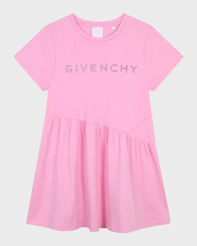 Givenchy Girl's Embellished Logo-print Dress In Pink