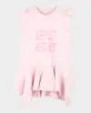 Givenchy Girl's Flounce Dress W/ 4g Floral Appliques In Marshmallow