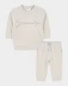 Givenchy Girl's Logo Embroidered Corduroy Track Suit In Multi